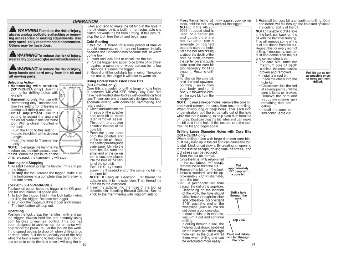 Milwaukee 5317-59A, 5347-59B, 5347-59A manual Operation 