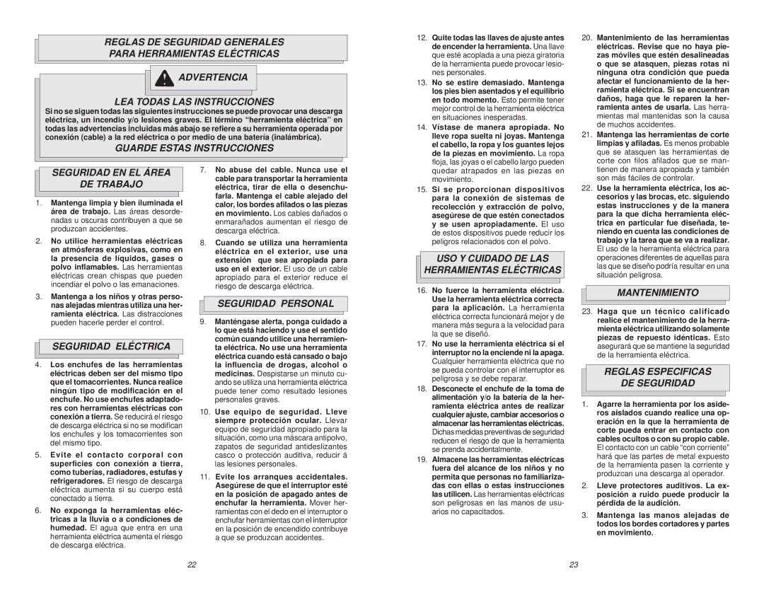 Milwaukee 5368-21 Guarde Estas Instrucciones, Seguridad EN EL Área DE Trabajo, Seguridad Eléctrica, Seguridad Personal 