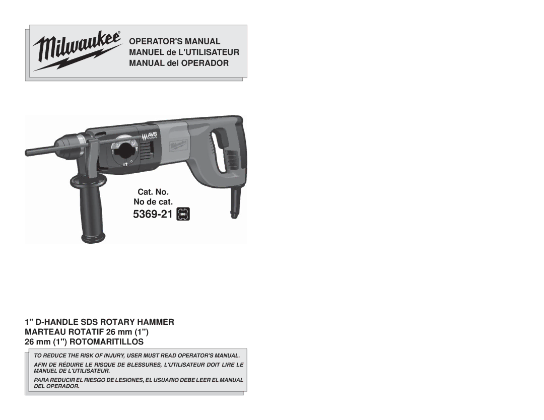 Milwaukee 5369-21 manual 