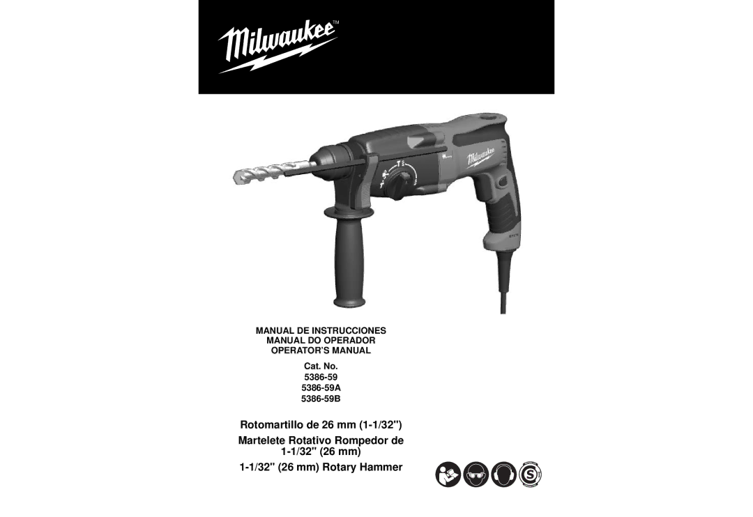 Milwaukee 5386-59A, 5386-59B manual Manual DE Instrucciones Manual do Operador OPERATOR’S Manual 