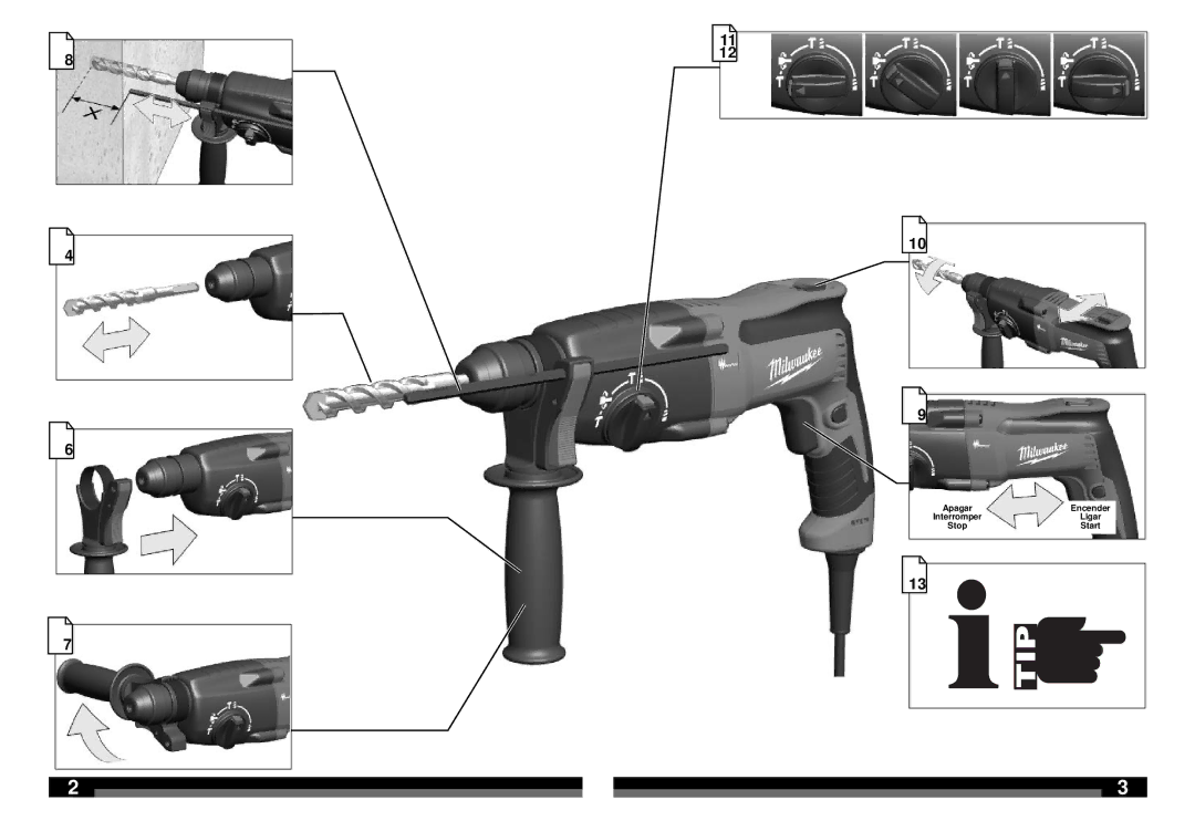 Milwaukee 5386-59B, 5386-59A manual Apagar Encender, Start 