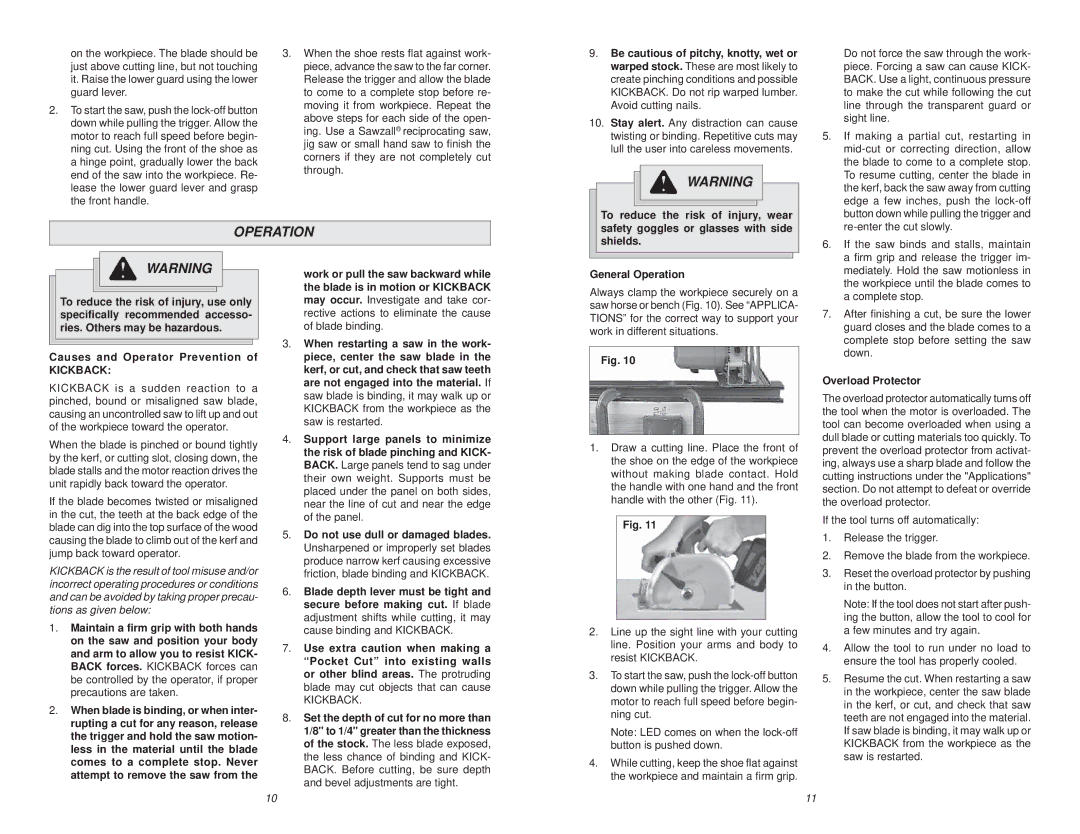 Milwaukee 58-14-1025 manual Causes and Operator Prevention, General Operation, Overload Protector 