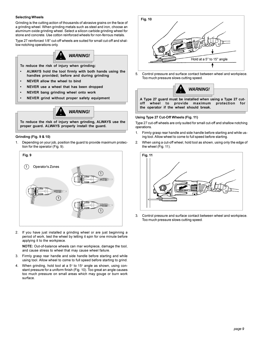 Milwaukee 6080-20, 6086-20, 6082-20, 6081-20, 6088-20, 6089-20 manual Selecting Wheels 