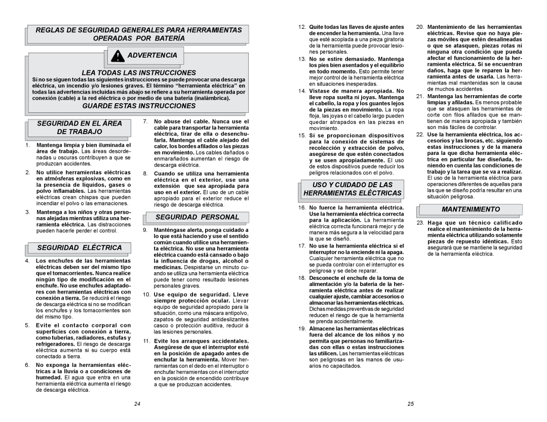 Milwaukee 1675-1 Guarde estas instrucciones, Seguridad en el área De trabajo, Seguridad eléctrica, Seguridad personal 