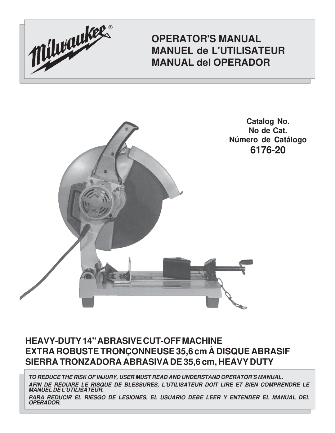 Milwaukee 6176-20 manual Operators Manual 