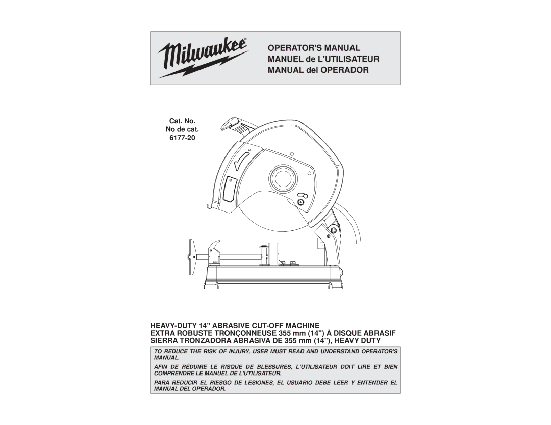 Milwaukee 6177-20 manual Operators Manual 