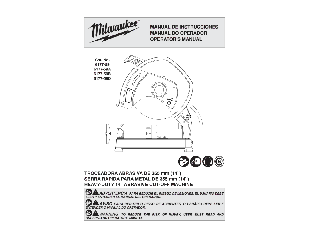 Milwaukee 6177-59A, 6177-59D, 6177-59B manual Manual DE Instrucciones Manual do Operador Operators Manual 