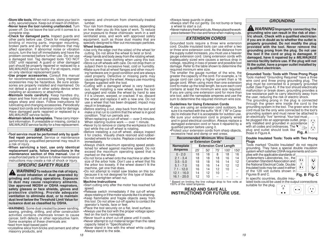 Milwaukee 6177-59B, 6177-59D, 6177-59A manual Service, Specific Safety Rules, Extension Cords, Grounding 