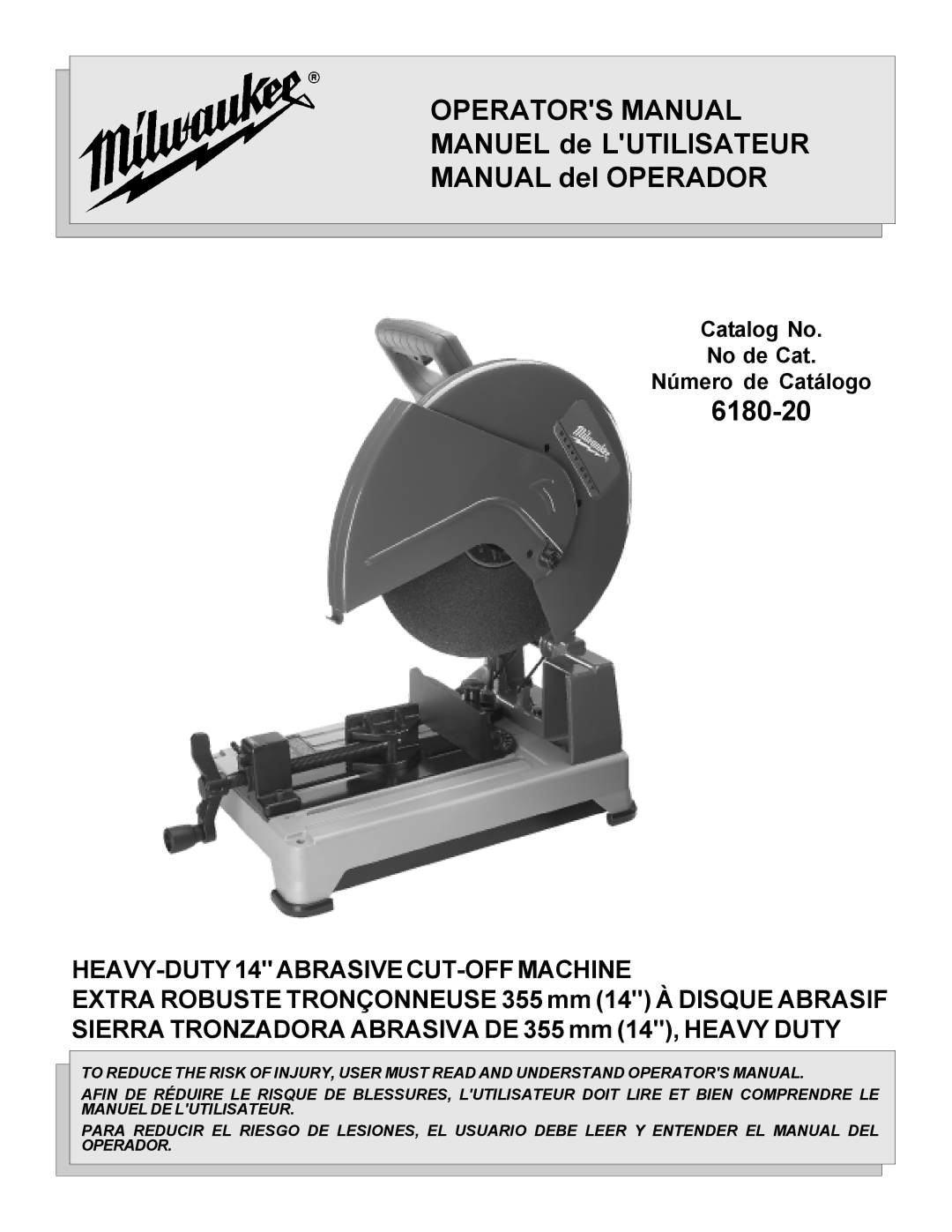 Milwaukee 6180-20 manual Operators Manual 