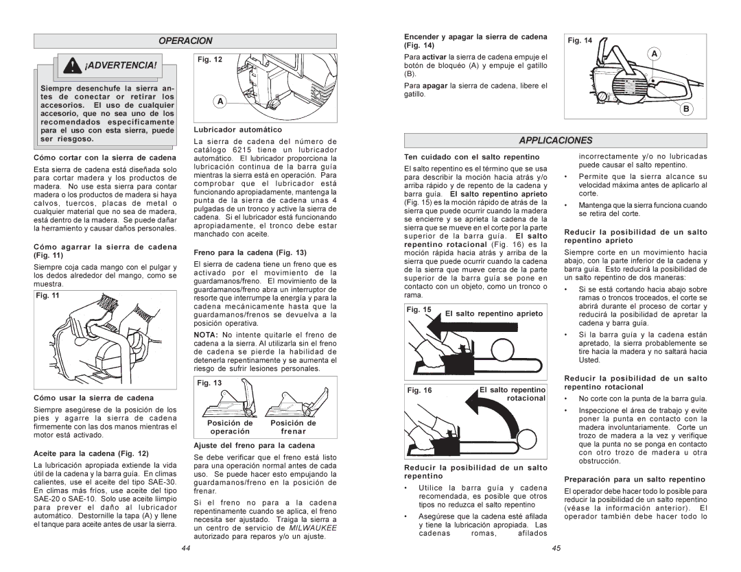 Milwaukee 6215 manual Operacion, Applicaciones 