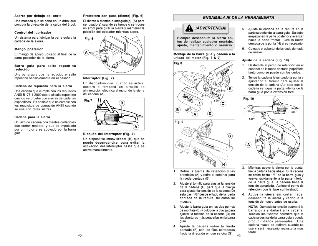 Milwaukee 6215 manual Ensamblaje De La Herramienta, ¡Advertencia, F E C B A D 