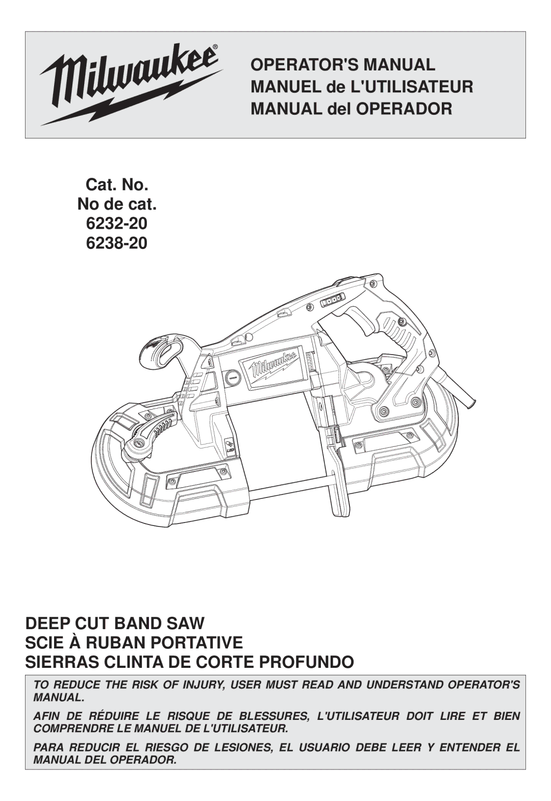 Milwaukee 6238-20, 6232-20 manual Operators Manual 