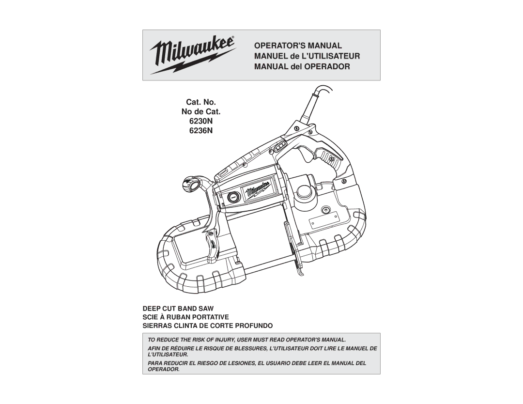 Milwaukee 6230N, 6236N manual Operators Manual 