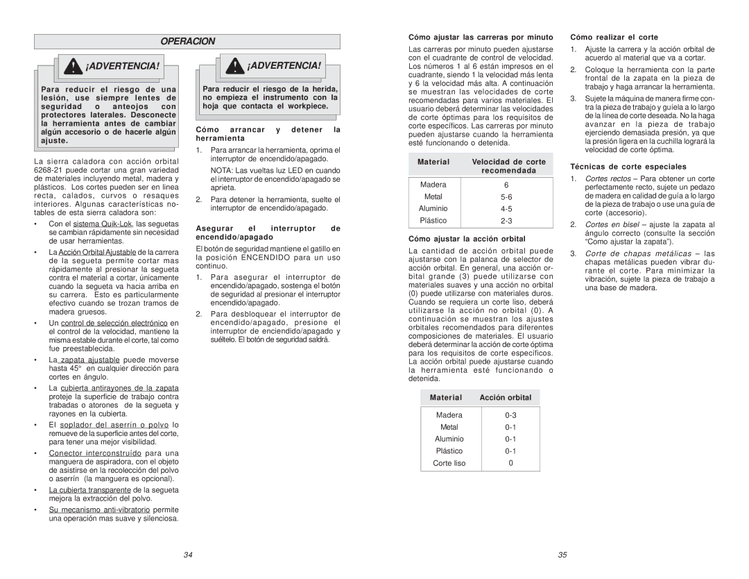 Milwaukee 6268-21 manual Operacion 