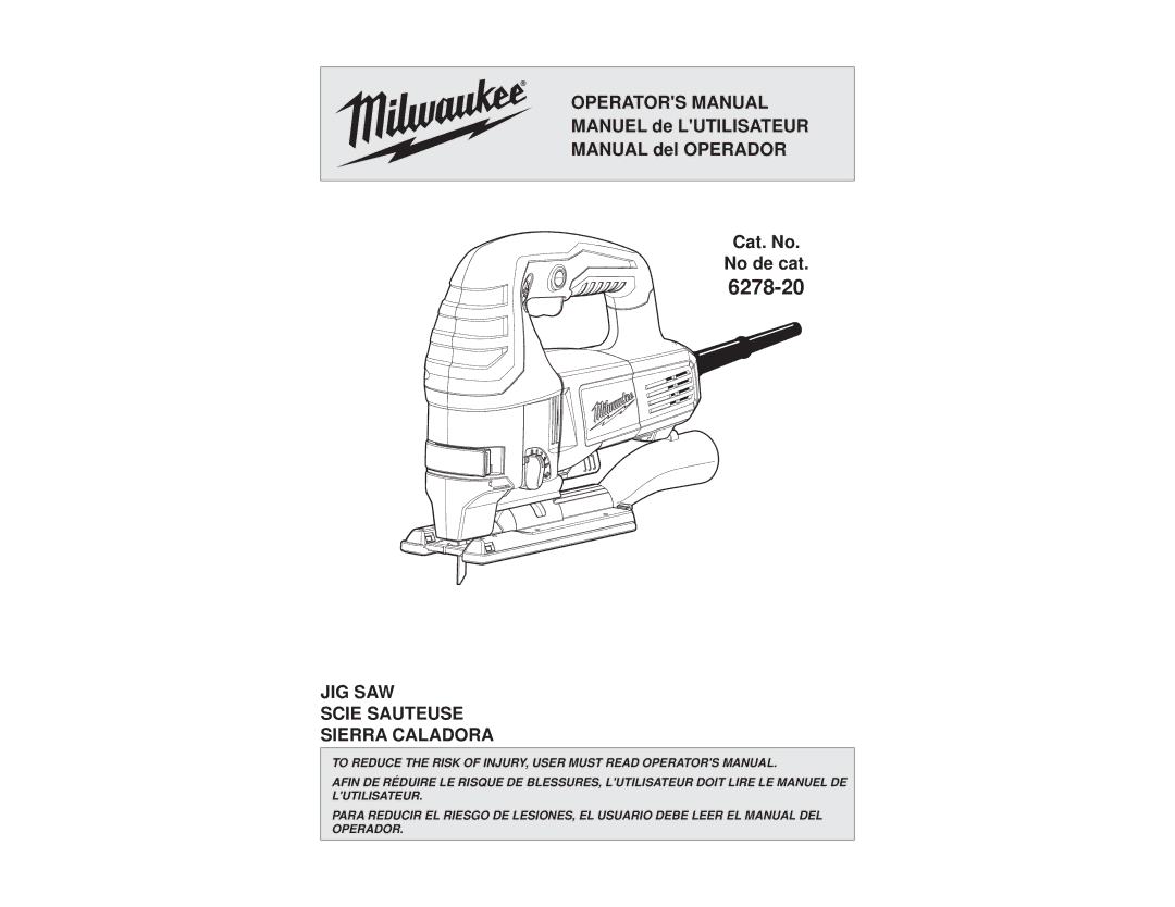 Milwaukee 6278-20 manual 