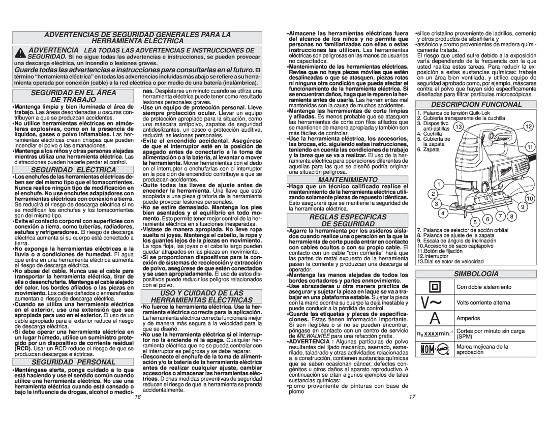 Milwaukee 6278-20 manual Advertencias De Seguridad Generales Para La Herramienta Eléctrica, Seguridad En El Área De Trabajo 