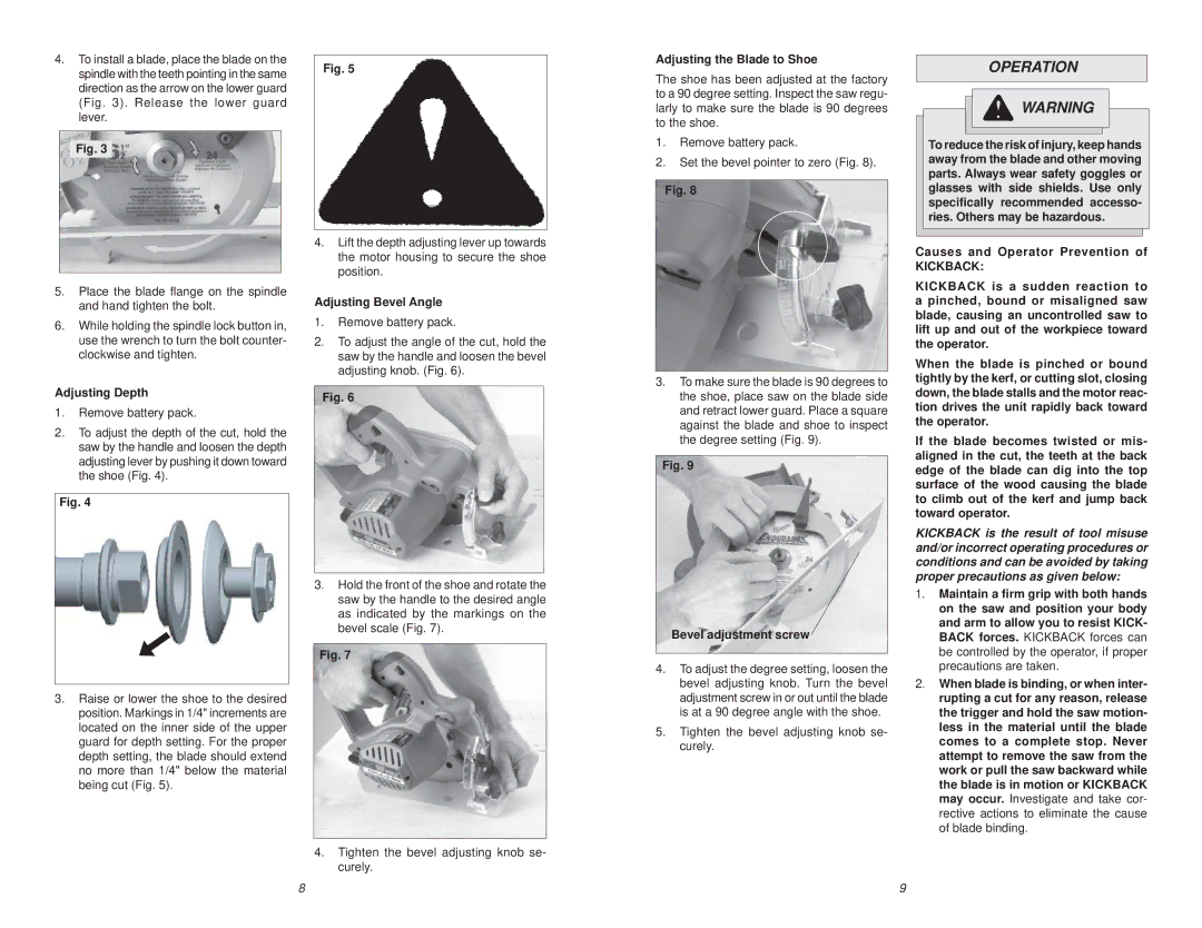 Milwaukee 6310-20 manual Operation 