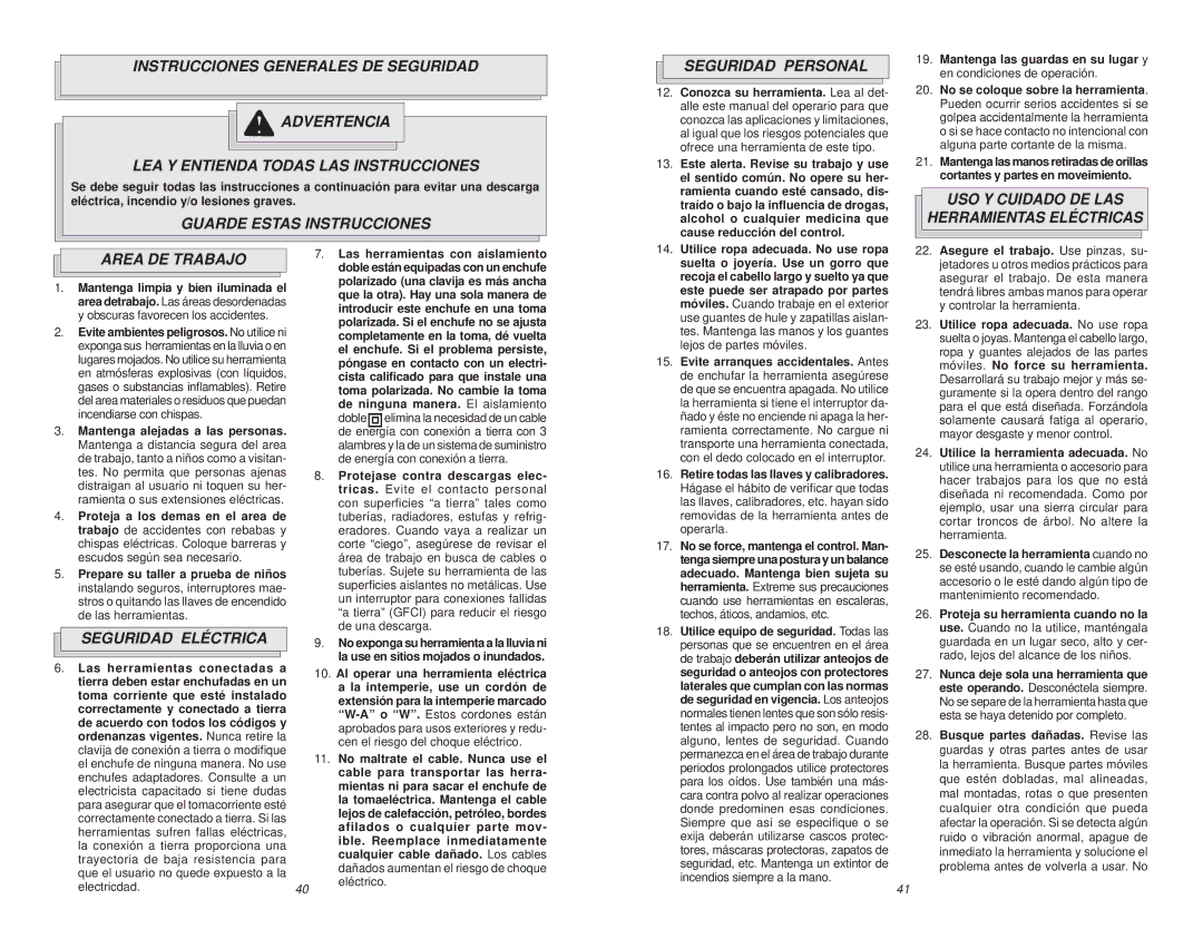 Milwaukee 6480-20 manual Guarde Estas Instrucciones Seguridad Personal, Seguridad Eléctrica 