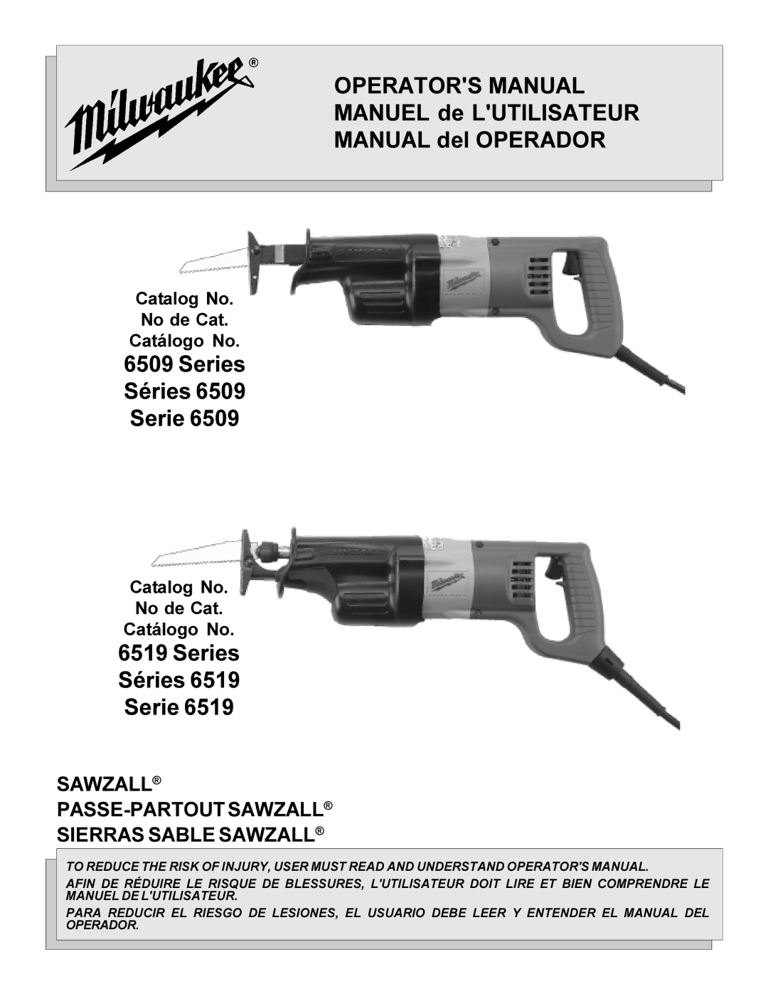 Milwaukee 6519 Series, 6509 manual Operators Manual 