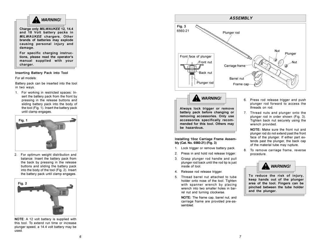 Milwaukee 6560 Series manual Assembly 