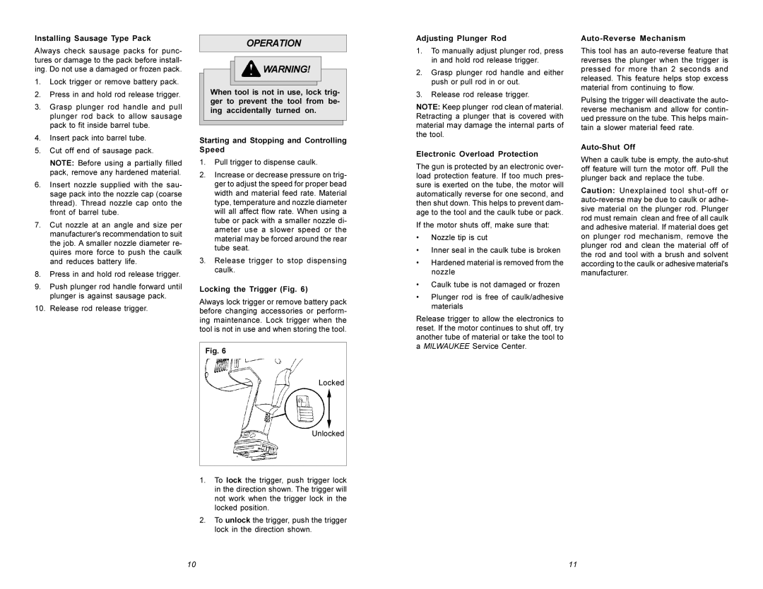 Milwaukee 6560 Series manual Operation 