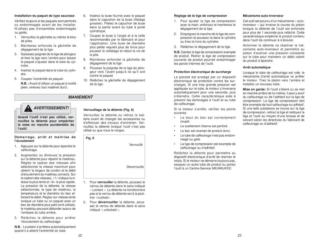 Milwaukee 6562 manual Maniement 