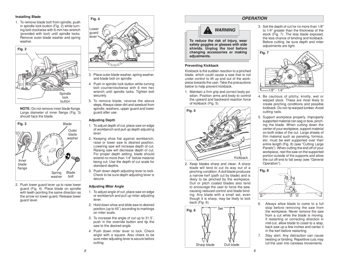 Milwaukee MILWAUKEE HEAVY-DUTY WORM DRIVE SAW, 6577-20, 6477-20 manual Operation 