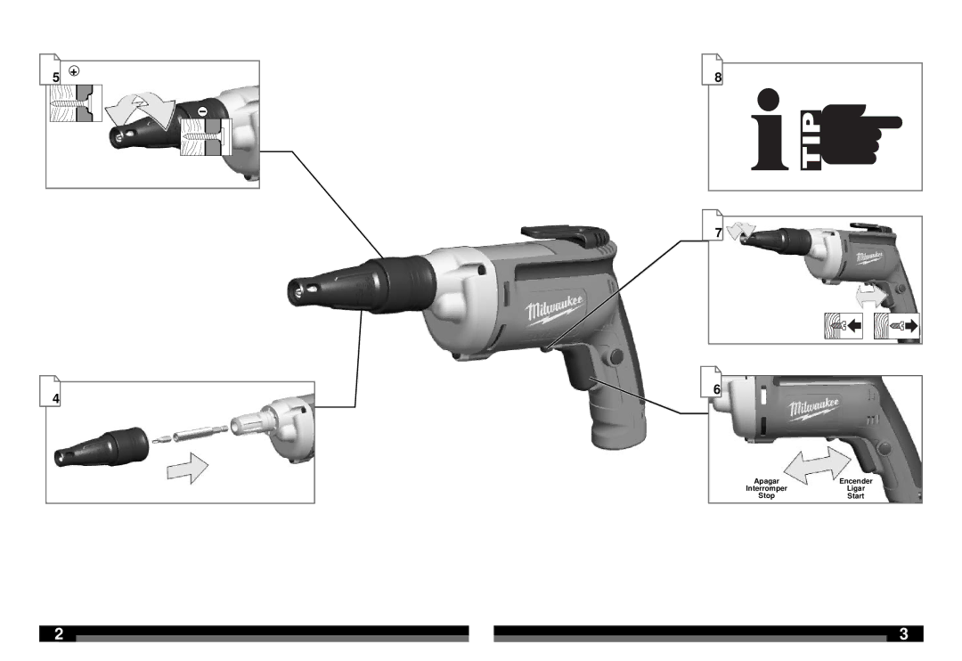 Milwaukee 6742-59B, 6742-59A manual Apagar Encender Interromper, Start 