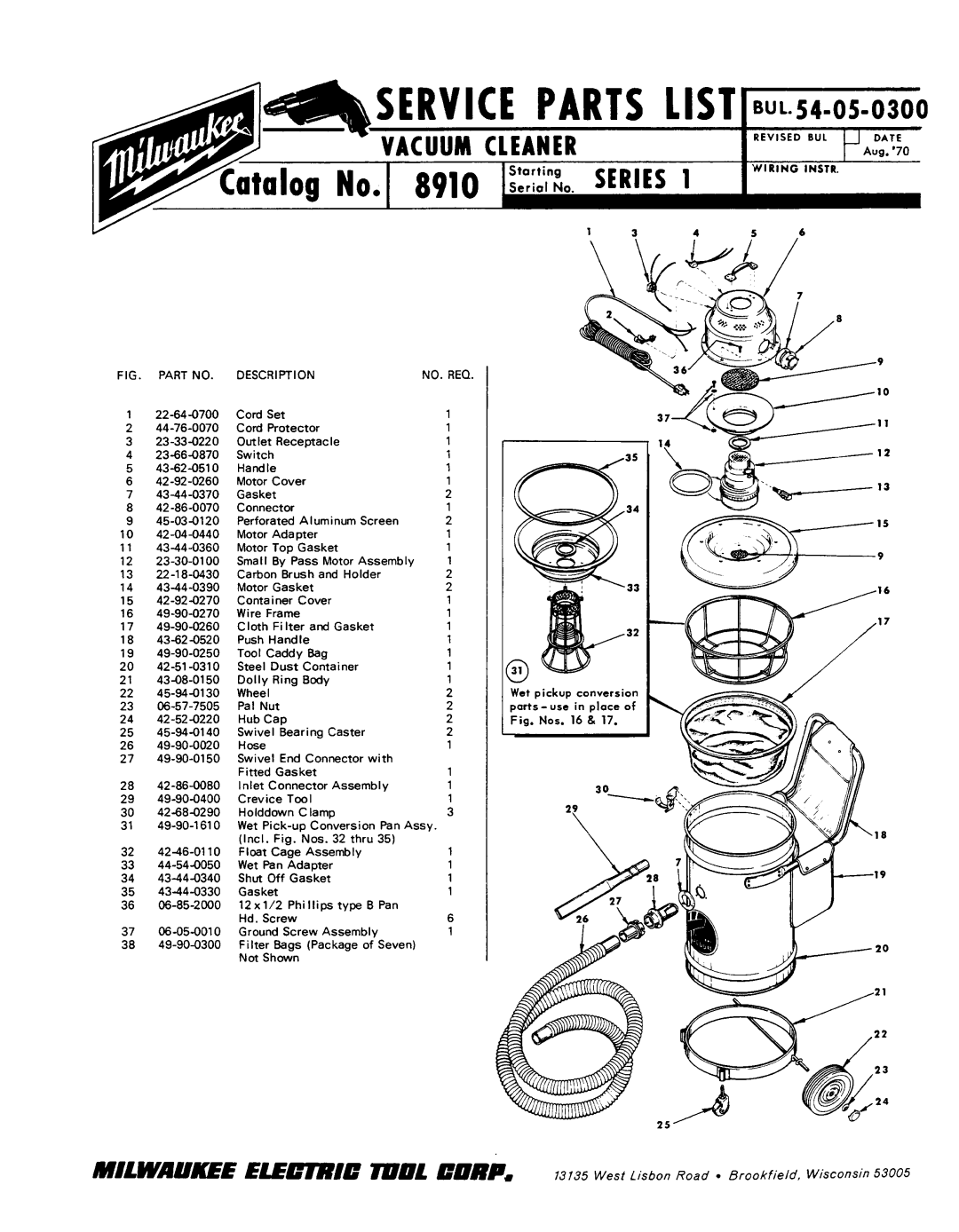 Milwaukee 8910 manual YAK13, Series, Starting, Serial No, Cord 