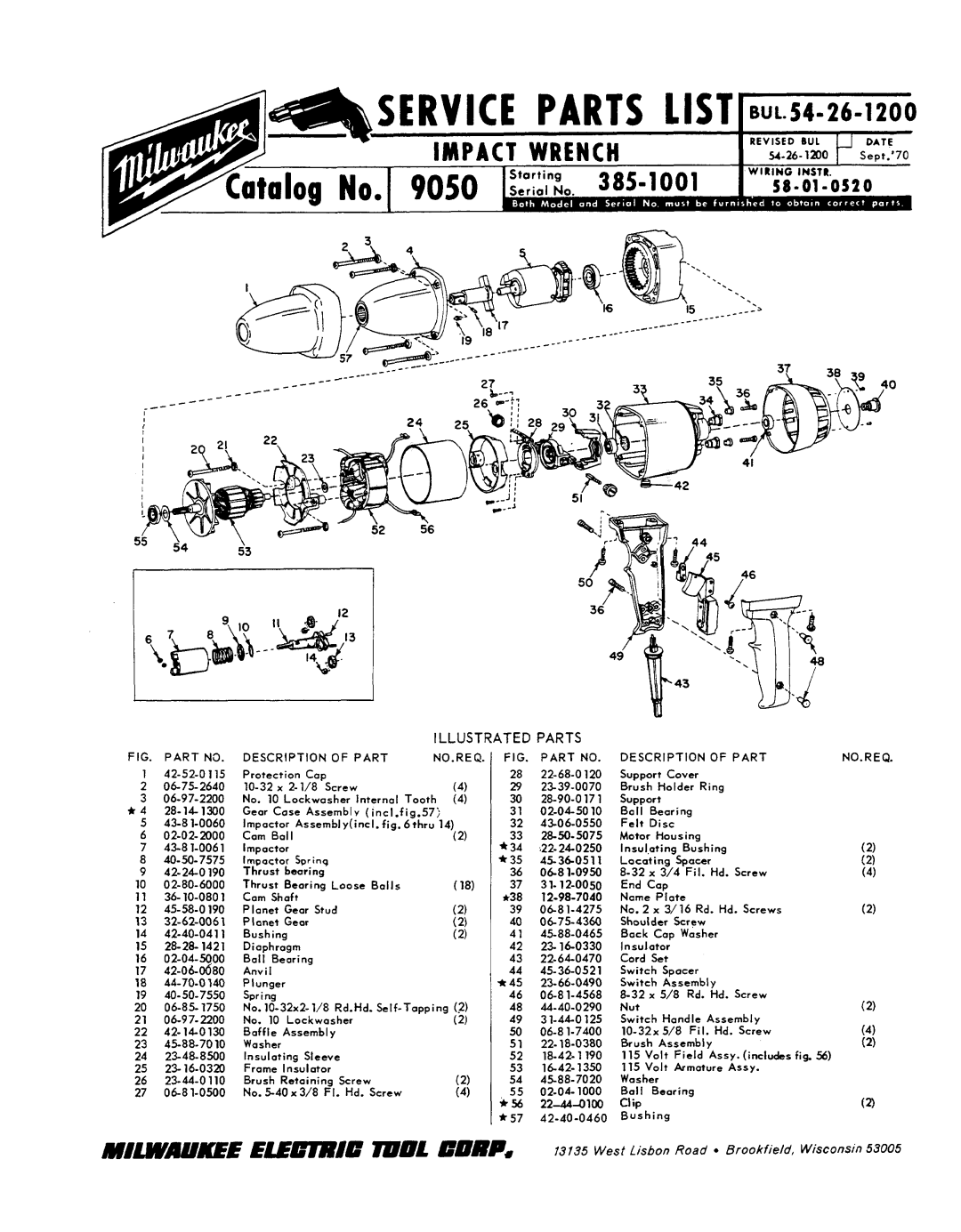 Milwaukee 9050 manual Lis1, Illustrated Parts, Spr i 8-q, Switch, West Lisbon Road Brookfield Wisconsin 