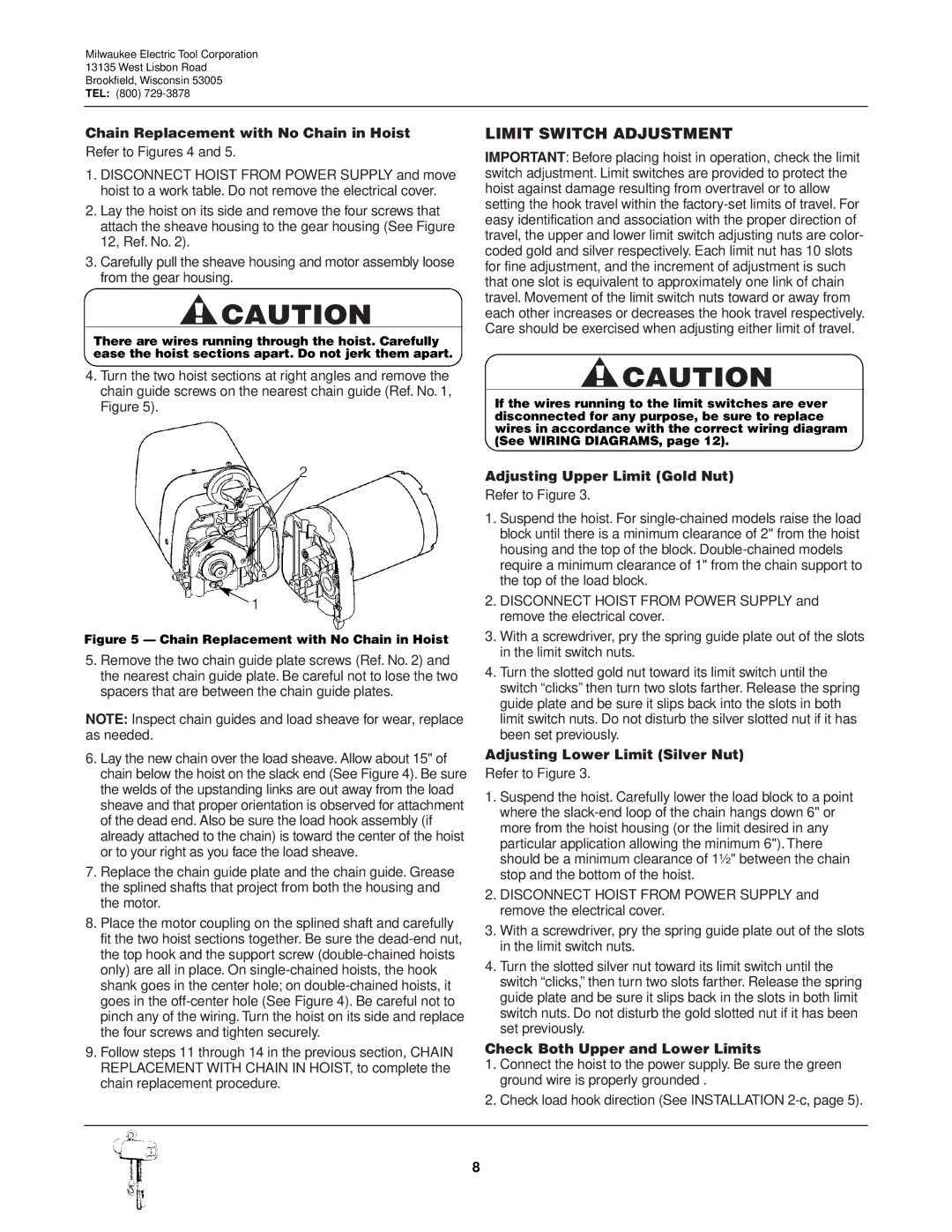 Milwaukee 9566, 9572, 9573, 9571, 9568, 9570, 9565, 9560, 9561, 9567, 9562 manual Limit Switch Adjustment 