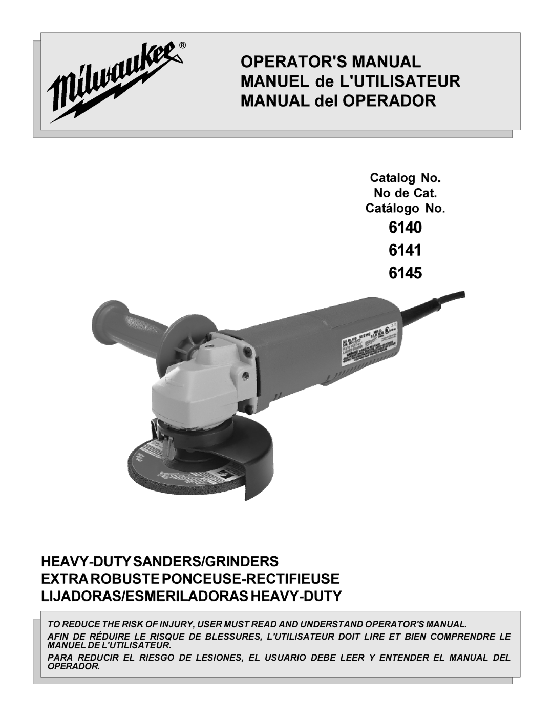 Milwaukee angle grinder manual Operators Manual 