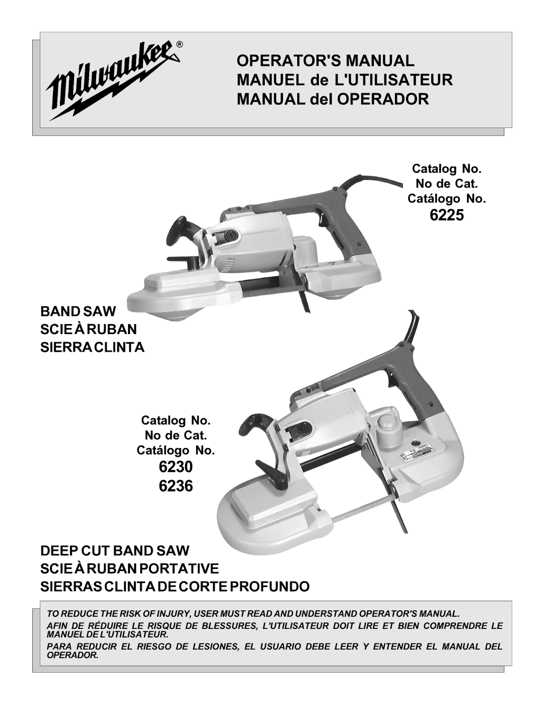 Milwaukee BAND SAW manual Operators Manual 