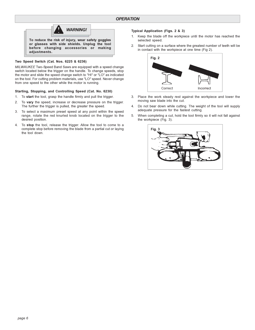 Milwaukee BAND SAW manual Operation 