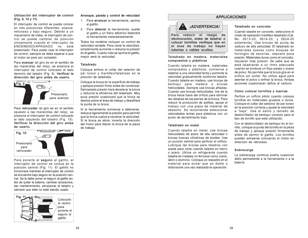 Milwaukee Hammer Drill manual Applicaciones 