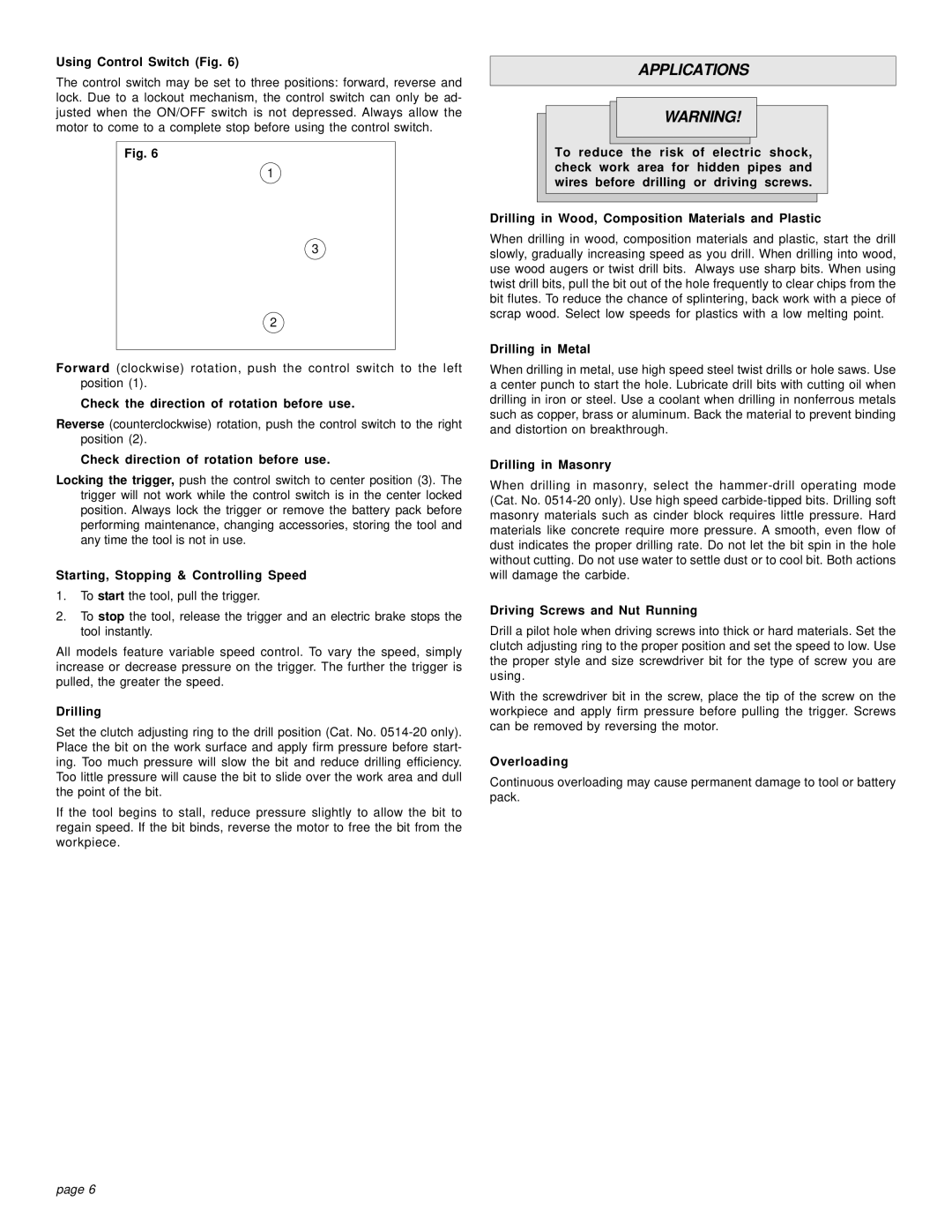 Milwaukee HAMMER-DRILLS & DRIVER DRILLS manual Applications 