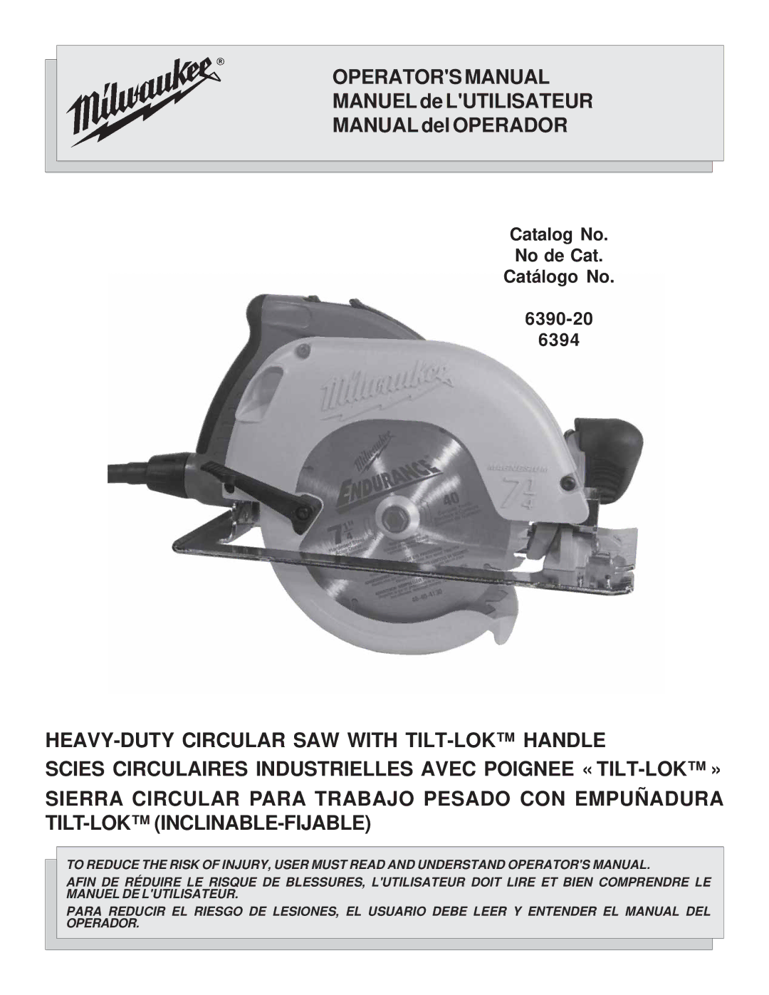 Milwaukee HEAVY-DUTY CIRCULAR SAW manual Operators Manual 