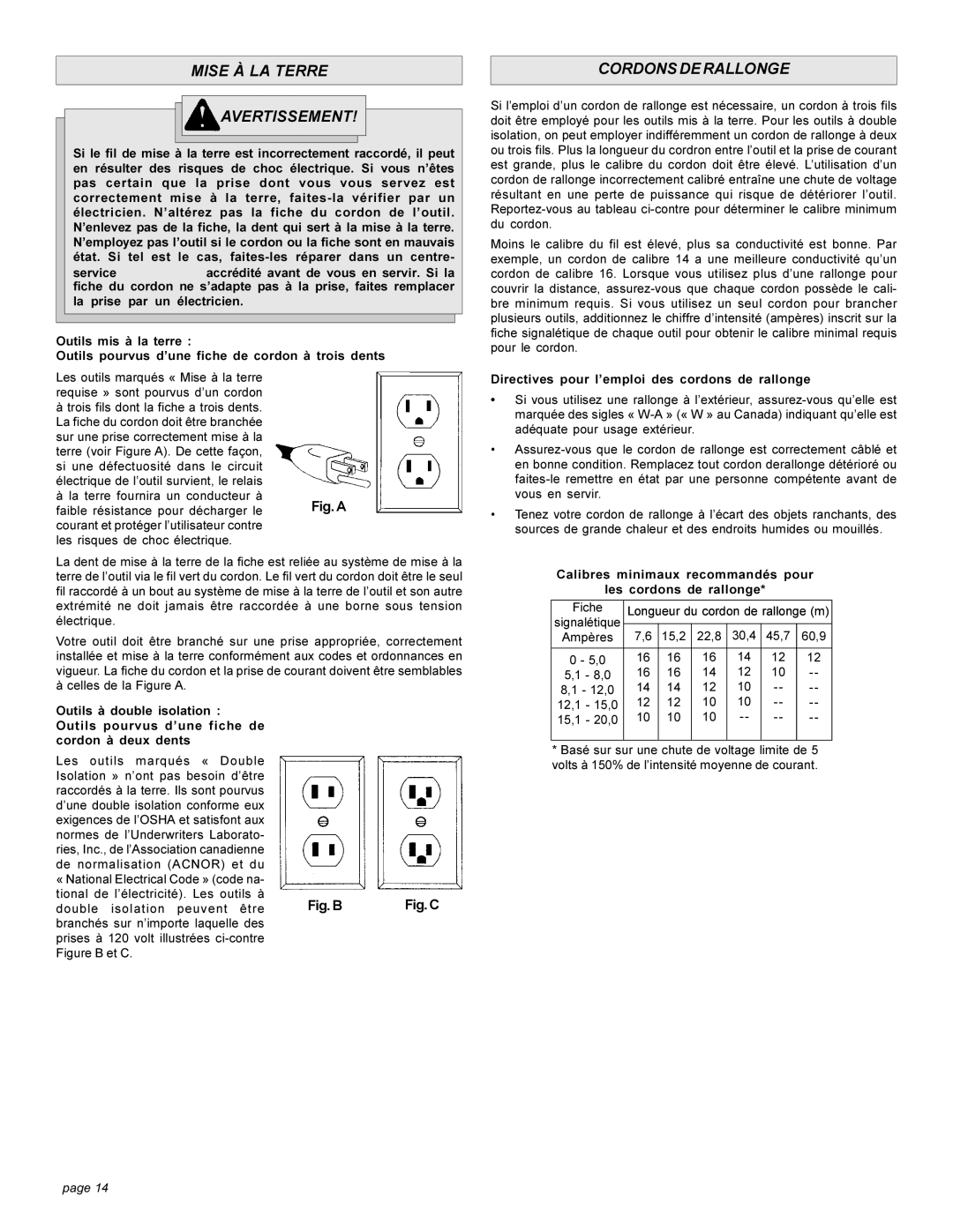 Milwaukee HEAVY-DUTYSANDERS manual Mise À LA Terre Avertissement, Cordonsderallonge 