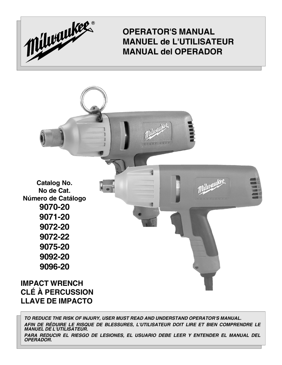 Milwaukee Impact Wrench manual Operators Manual 