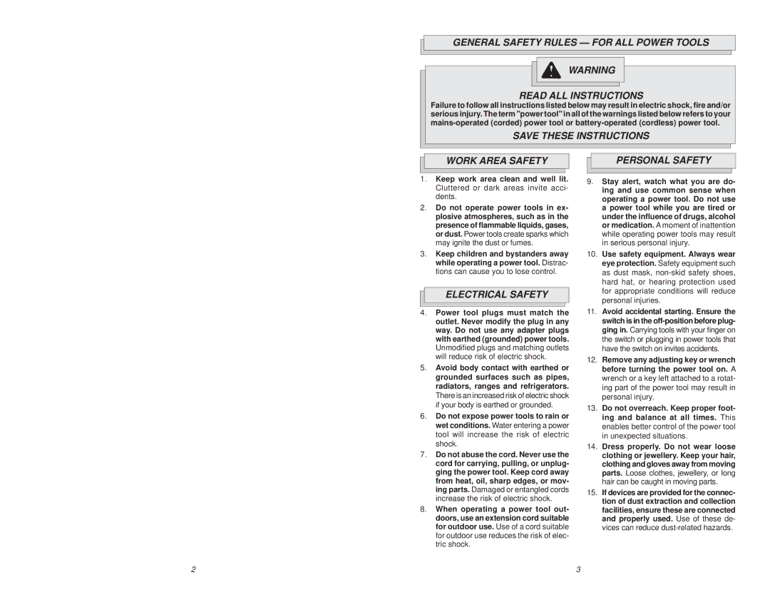 Milwaukee Jig Saw manual Work Area Safety, Electrical Safety Personal Safety 
