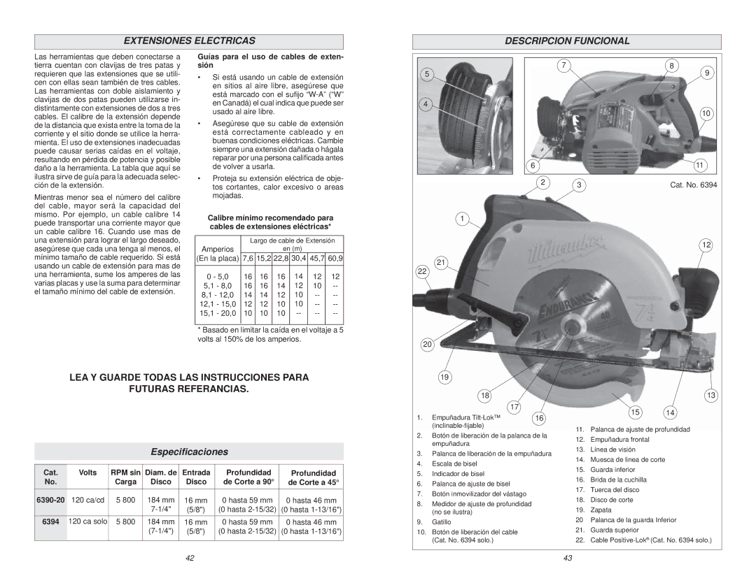 Milwaukee Jig Saw Extensiones Electricas Descripcion Funcional, Especiﬁcaciones, 800 184 mm 16 mm Hasta 59 mm Hasta 46 mm 