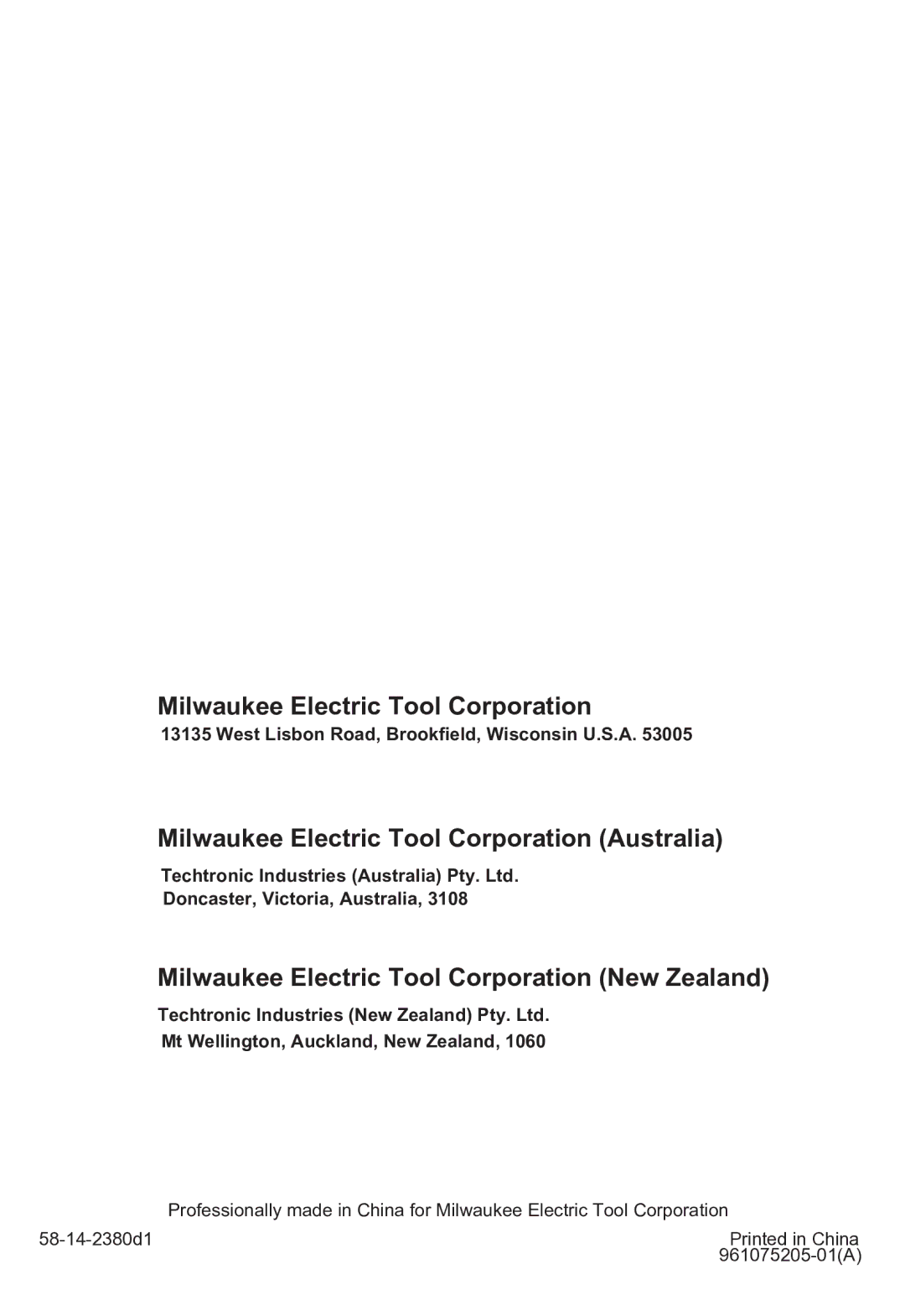 Milwaukee m12 cpd manual West Lisbon Road, Brookfield, Wisconsin U.S.A, Doncaster, Victoria, Australia 