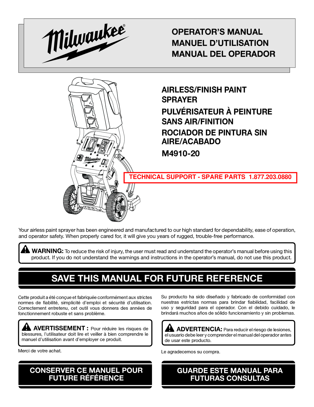 Milwaukee M4910-20 manuel dutilisation Save this Manual for Future Reference 