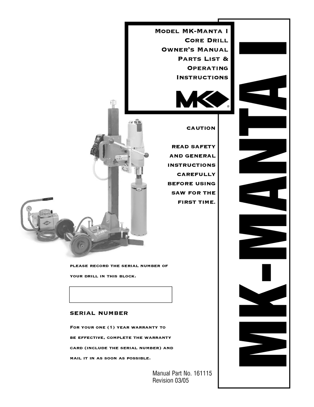 Milwaukee MK-Manta I owner manual Manta-Mk 