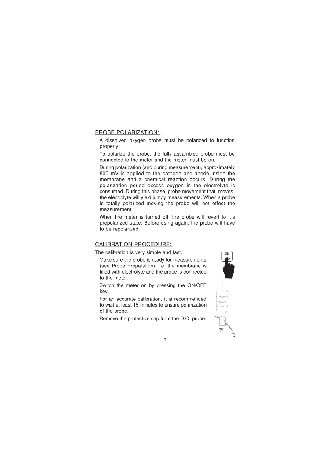 Milwaukee MW600 user manual Probe Polarization, Calibration Procedure 