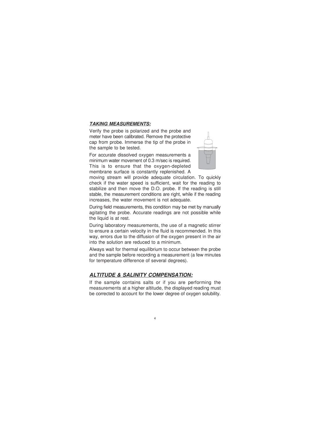 Milwaukee MW600 user manual Altitude & Salinity Compensation, Taking Measurements 