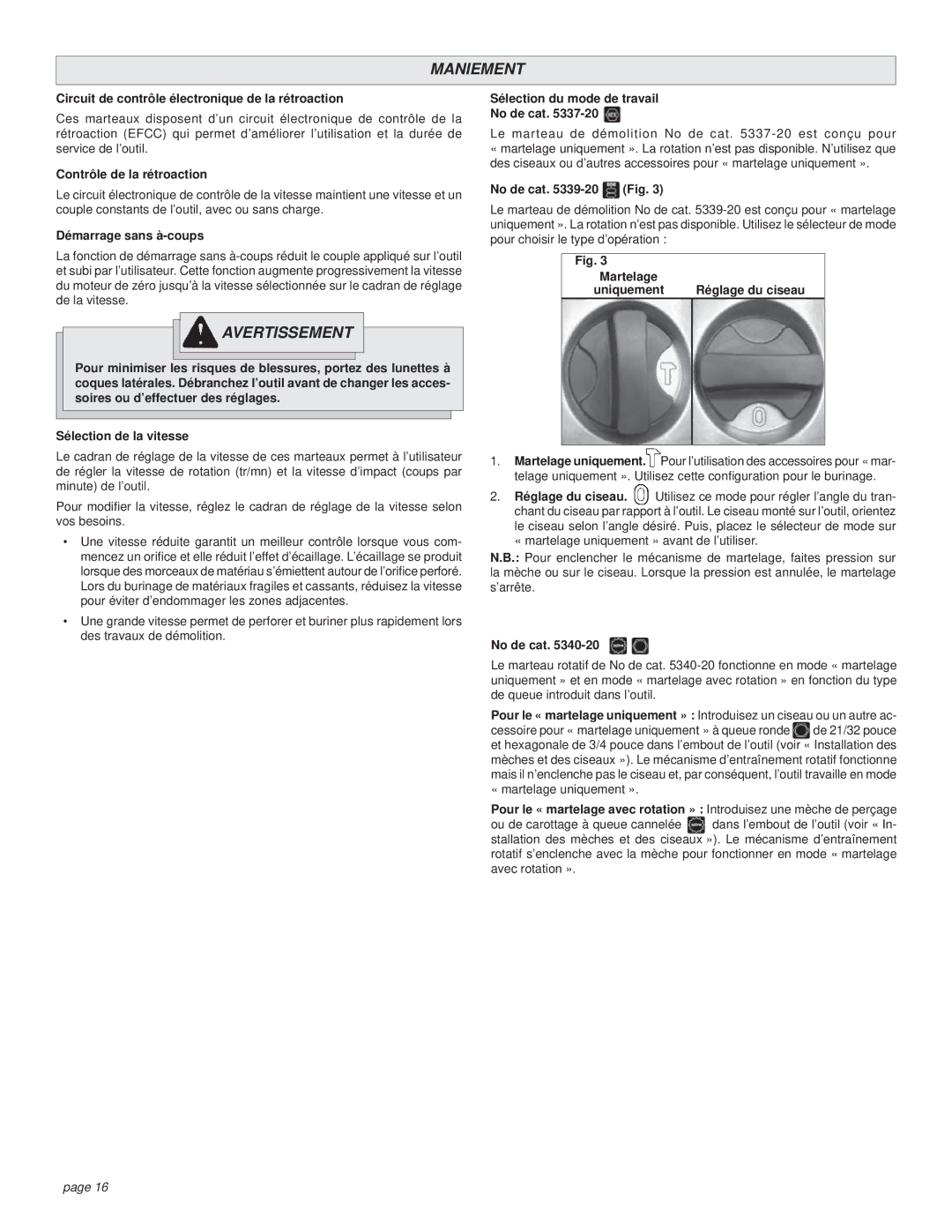 Milwaukee Rotary Hammer manual Maniement 