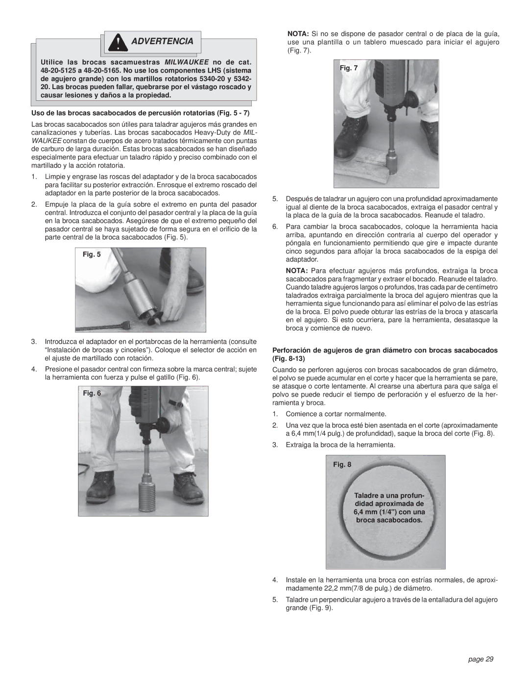 Milwaukee Rotary Hammer manual Extraiga la broca de la herramienta 