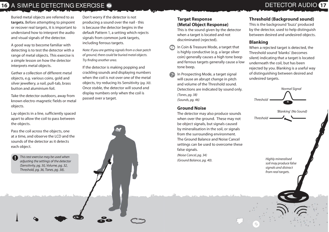 Minelab 4901 - 0059 quick start Simple Detecting Exercise Detector Audio, Target Response Metal Object Response, Blanking 