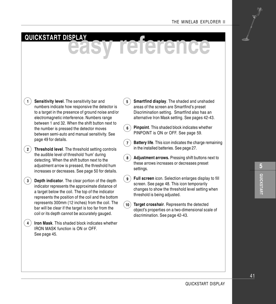 Minelab II quick start Easy reference 